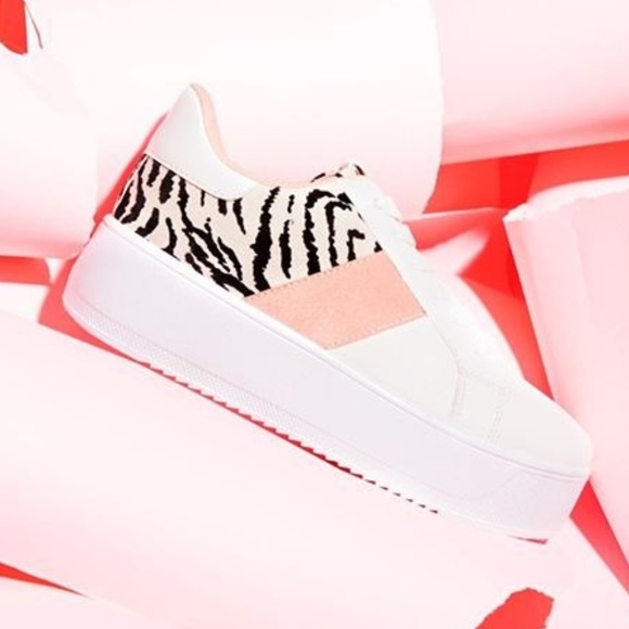 Qupid Shoes - White Zebra Sneakers